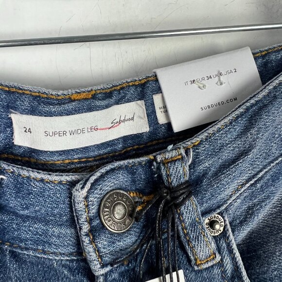 NWT Subdued Wide Leg Jeans Ripped Distressed High Rise Size 2 NEW - Picture 6 of 11